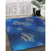 Patterned Blue Novelty Rug in Family Room, pat2921