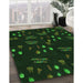 Patterned Green Rug in Family Room, pat2922grn