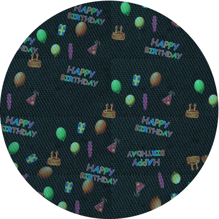 Square Patterned Black Rug, pat2922lblu