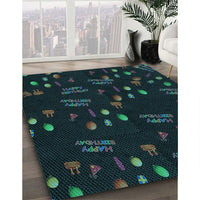 Patterned Black Rug, pat2922lblu