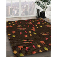 Patterned Dark Bronze Brown Rug, pat2922org