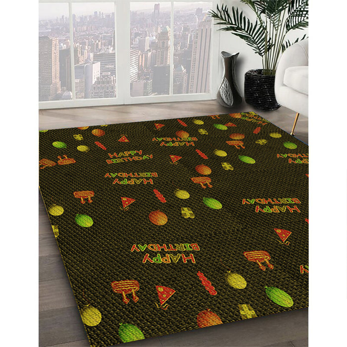 Machine Washable Transitional Dark Bronze Brown Rug in a Family Room, wshpat2922yw