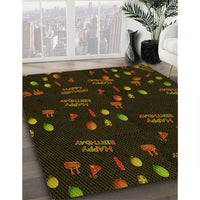 Patterned Dark Bronze Brown Rug, pat2922yw