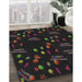 Patterned Black Novelty Rug in Family Room, pat2922