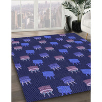 Patterned Midnight Blue Rug, pat2923blu