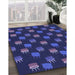 Patterned Midnight Blue Rug in Family Room, pat2923blu