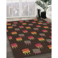 Patterned Red Brown Rug, pat2923brn