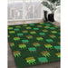 Patterned Dark Forest Green Rug in Family Room, pat2923grn