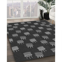 Patterned Charcoal Black Rug, pat2923gry