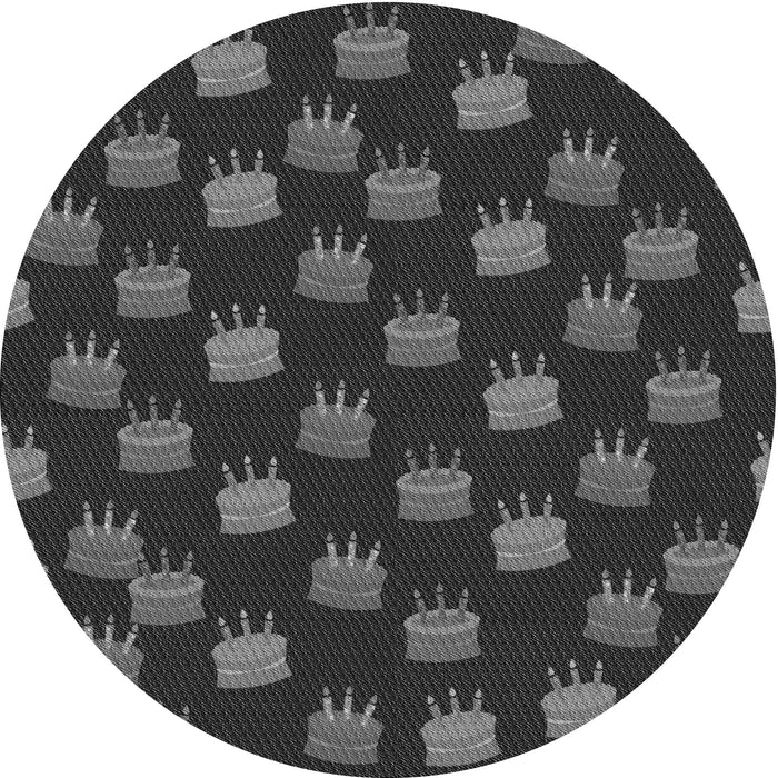 Square Patterned Charcoal Black Rug, pat2923gry