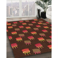 Patterned Mahogany Brown Rug, pat2923org