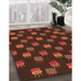 Patterned Mahogany Brown Rug in Family Room, pat2923org