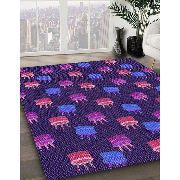 Machine Washable Transitional Amethyst Purple Rug in a Family Room, wshpat2923pur