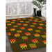 Machine Washable Transitional Dark Yellow Green Rug in a Family Room, wshpat2923yw