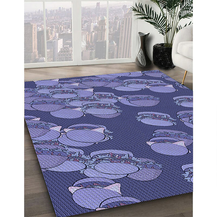 Patterned Purple Rug in Family Room, pat2924blu
