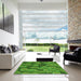 Machine Washable Transitional Green Rug in a Kitchen, wshpat2924grn