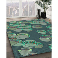Patterned Emerald Green Rug, pat2924lblu