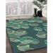 Patterned Emerald Green Rug in Family Room, pat2924lblu