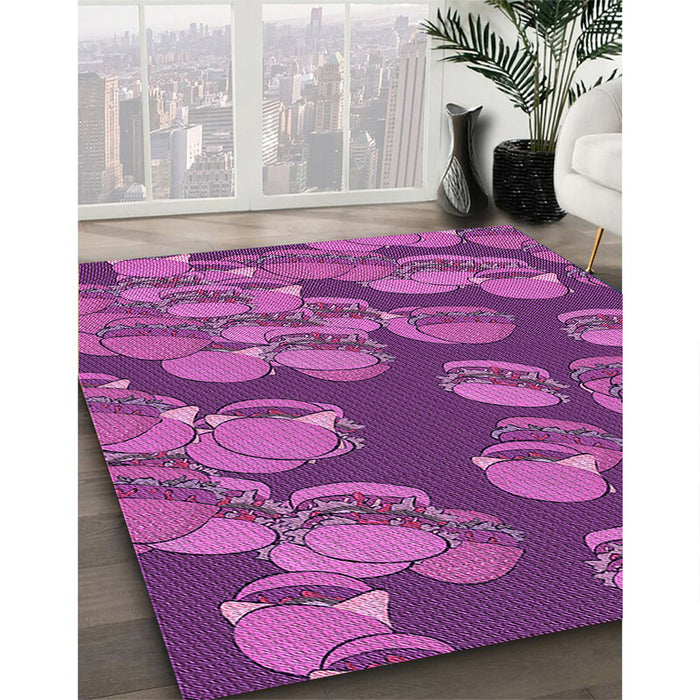 Patterned Dark Magenta Purple Rug in Family Room, pat2924pur
