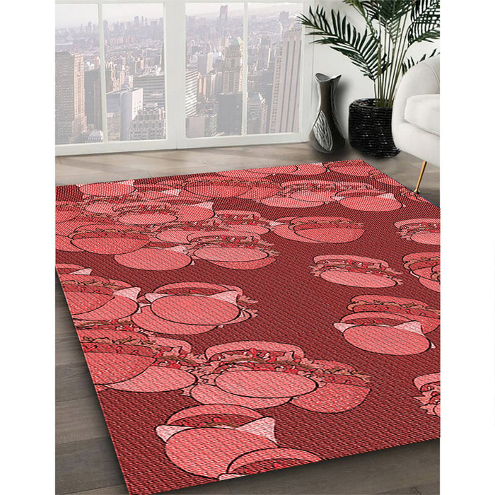 Patterned Red Rug in Family Room, pat2924rd