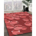 Patterned Red Rug in Family Room, pat2924rd
