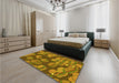 Patterned Dark Bronze Brown Rug in a Bedroom, pat2924yw