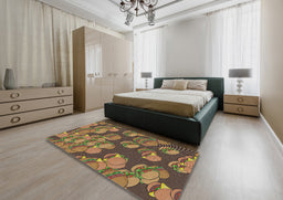 Patterned Brown Novelty Rug in a Bedroom, pat2924