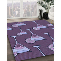 Patterned Plum Purple Rug, pat2925blu