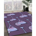 Patterned Plum Purple Rug in Family Room, pat2925blu