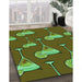 Machine Washable Transitional Green Rug in a Family Room, wshpat2925grn