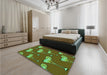 Patterned Green Rug in a Bedroom, pat2925grn