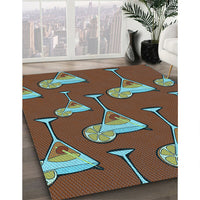 Patterned Red Brown Rug, pat2925lblu