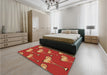 Patterned Orange Rug in a Bedroom, pat2925org