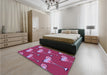 Patterned Crimson Red Rug in a Bedroom, pat2925pur