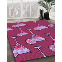 Patterned Crimson Red Rug, pat2925pur