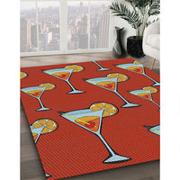 Patterned Copper Red Pink Novelty Rug, pat2925