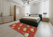 Machine Washable Transitional Copper Red Pink Rug in a Bedroom, wshpat2925