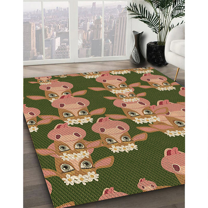 Patterned Saddle Brown Rug in Family Room, pat2926brn