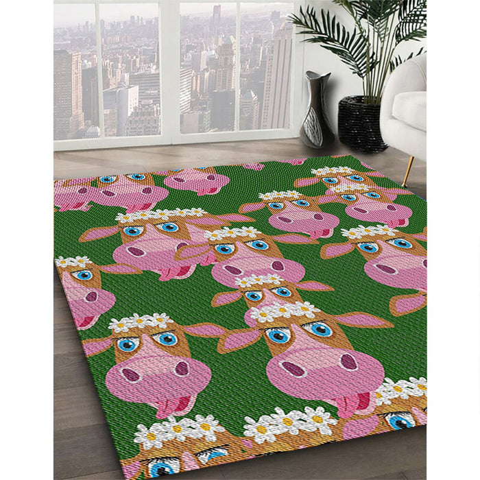 Patterned Chestnut Brown Novelty Rug in Family Room, pat2926