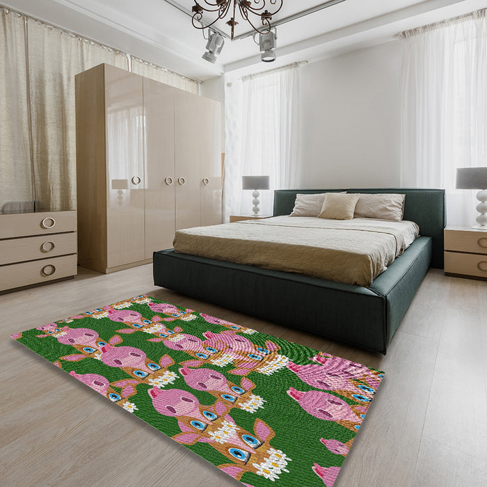 Machine Washable Transitional Chestnut Brown Rug in a Bedroom, wshpat2926