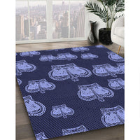 Patterned Midnight Blue Rug, pat2927blu