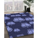 Patterned Midnight Blue Rug in Family Room, pat2927blu