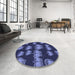 Round Patterned Midnight Blue Rug in a Office, pat2927blu