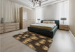 Patterned Light Brown Rug in a Bedroom, pat2927brn