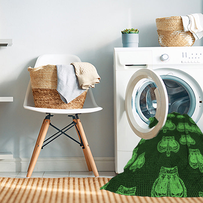 Machine Washable Transitional Dark Forest Green Rug in a Washing Machine, wshpat2927grn