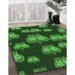 Patterned Dark Forest Green Rug in Family Room, pat2927grn
