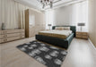 Patterned Charcoal Black Rug in a Bedroom, pat2927gry