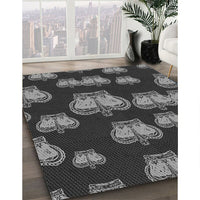 Patterned Charcoal Black Rug, pat2927gry