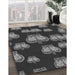 Patterned Charcoal Black Rug in Family Room, pat2927gry