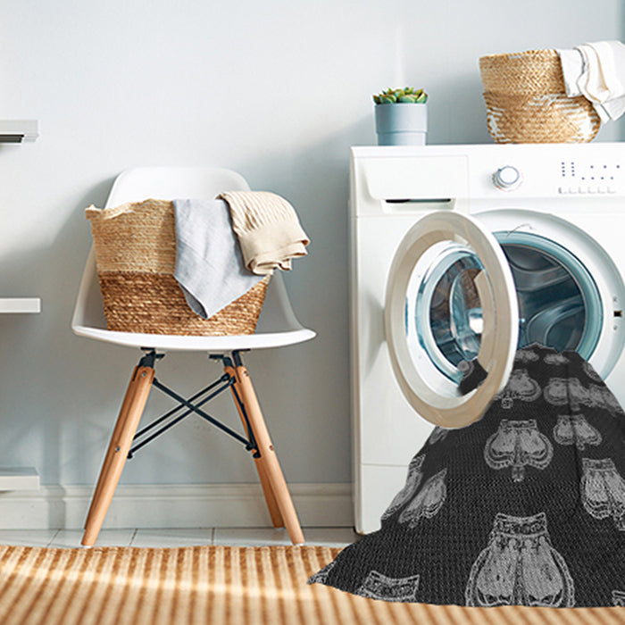 Machine Washable Transitional Charcoal Black Rug in a Washing Machine, wshpat2927gry